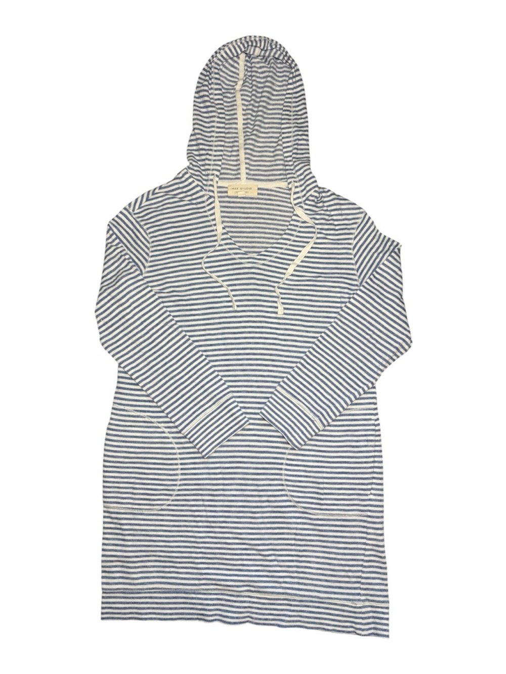 MAX STUDIO Weekend Striped Long Sleeve Nautical Tunic Dress With Hood